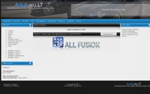 AClub. Дизайн сайта с синими и чёрными заголовками и тёмным фоном