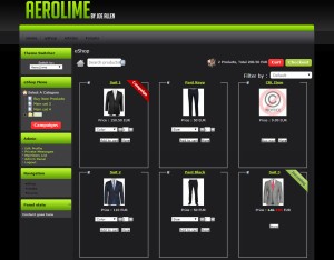 Aero_Lime. Неоновый ядовито-салатный дизайн интернет-магазина на чёрном фоне