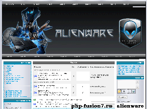 alienware. Дизайн сайта с серыми и тёмно-голубыми полосами заголовоков