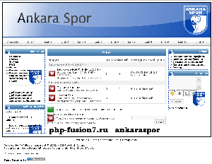 ankaraspor. Белый дизайн футбольного сайта с голубыми заголовками и рамками