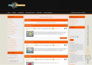 FP_Crisp_Orange. Дизайн для блога или интернет-магазина с чёрным хэдэром и оранжевым фоном заголовков