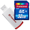  «SDHC 32GB класс 6 + USB card reader карта памяти  TS32GSDHC6-P2» = 1750 руб.