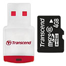  «MicroSD 4GB HC  карта памяти + USB ридер Transcend TS4GUSDHC6-P3» = 650 руб.