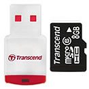  «MicroSD 8GB HC  карта памяти + USB ридер Transcend TS8GUSDHC6-P3» = 750 руб.