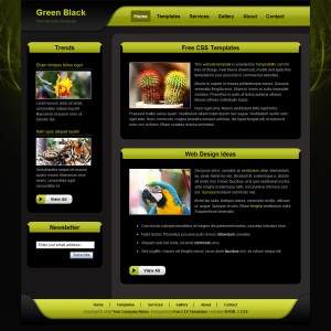Чёрный шаблон сайта с салатным фоном заголовков